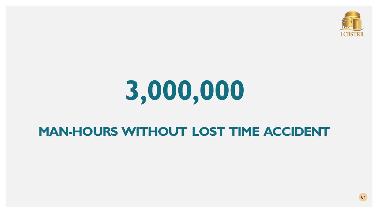 3,000,000 Man-hours without lost time accident